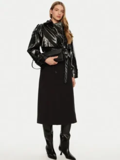 ACCESS FASHION Płaszcz przejściowy 44-9003-504 Czarny Regular Fit