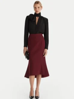 ACCESS FASHION Spódnica midi 54-6027-168 Bordowy Regular Fit
