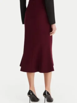 ACCESS FASHION Spódnica midi 54-6027-168 Bordowy Regular Fit