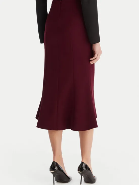 ACCESS FASHION Spódnica midi 54-6027-168 Bordowy Regular Fit
