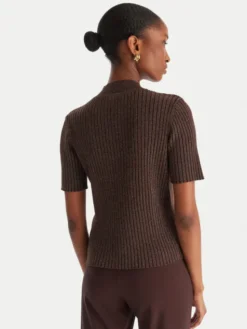 ACCESS FASHION Sweter 54-8046 Brązowy Slim Fit