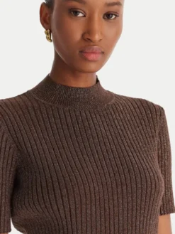 ACCESS FASHION Sweter 54-8046 Brązowy Slim Fit