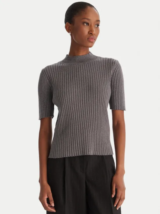 ACCESS FASHION Sweter 54-8046 Szary Slim Fit