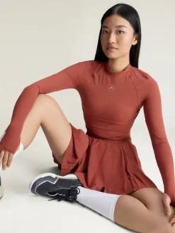 adidas by Stella McCartney Koszulka techniczna 154647 Czerwony Fitted Fit
