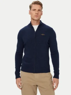 Aeronautica Militare Kardigan 262MA1646UL00924 Granatowy Regular Fit