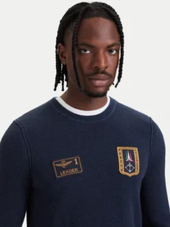 Aeronautica Militare Sweter 262MA1659UL00903 Granatowy Regular Fit