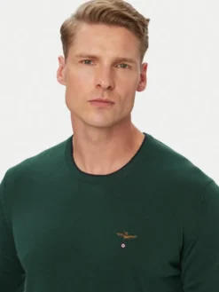 Aeronautica Militare Sweter 262MA1631UL00506 Zielony Regular Fit