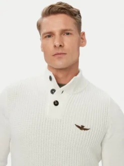 Aeronautica Militare Sweter 262MA1572UL00409 Biały Regular Fit