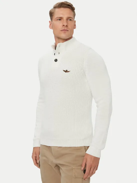 Aeronautica Militare Sweter 262MA1572UL00409 Biały Regular Fit