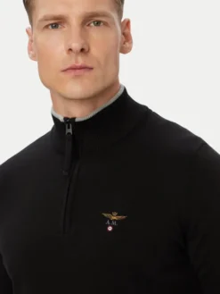 Aeronautica Militare Sweter 262MA1670UL00506 Czarny Regular Fit