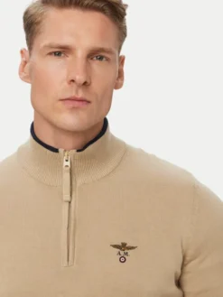 Aeronautica Militare Sweter 262MA1670UL00506 Beżowy Regular Fit