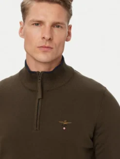 Aeronautica Militare Sweter 262MA1670UL00506 Brązowy Regular Fit