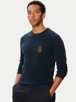 Aeronautica Militare Sweter 262MA1667UL00463 Granatowy Regular Fit