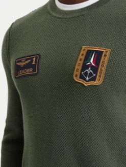 Aeronautica Militare Sweter 262MA1659UL00903 Khaki Regular Fit