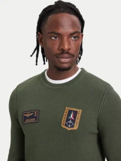 Aeronautica Militare Sweter 262MA1659UL00903 Khaki Regular Fit