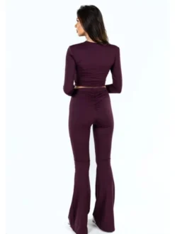 Agatha Studio Komplet bluzka i spodnie A26ZS-KA-K56 Bordowy Slim Fit