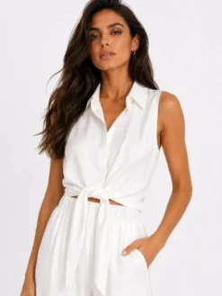 Agatha Studio Komplet koszula i spodnie materiałowe A26LS-KC-K02 Biały Slim Fit