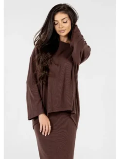 Agatha Studio Komplet sweter i spódnica ołówkowa A26ZS-KS-K07 Brązowy Slim Fit