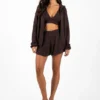 Agatha Studio Komplet sweter i spodnie materiałowe A26SS-KE-K07 Brązowy Slim Fit