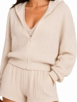 Agatha Studio Komplet sweter i spodnie materiałowe A26SS-KE-K07 Beżowy Classic Fit