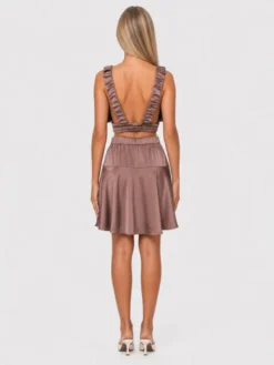 Agatha Studio Komplet top i spódnica A26LS-KS-K10 Brązowy Slim Fit