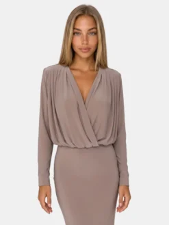 Agatha Studio Komplet top i spódnica A26LS-KS-K09 Brązowy Slim Fit