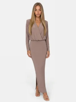 Agatha Studio Komplet top i spódnica A26LS-KS-K09 Brązowy Slim Fit