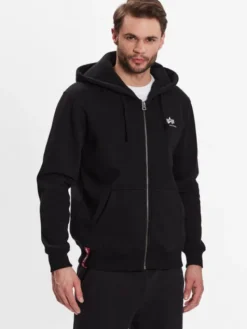 Alpha Industries Bluza Basic Zip 118342 Czarny Regular Fit