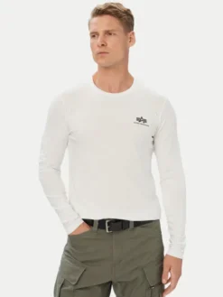 Alpha Industries Longsleeve Basic Small Logo 198517 Biały Regular Fit