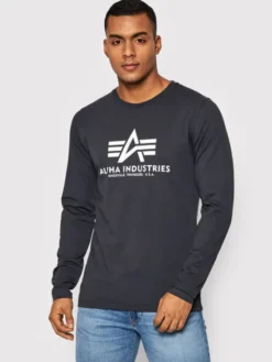 Alpha Industries Longsleeve Basic 100510 Granatowy Regular Fit