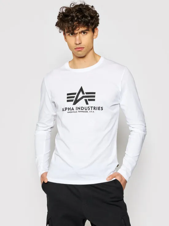 Alpha Industries Longsleeve Basic T 100510 Biały Regular Fit