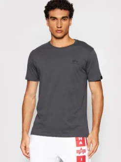 Alpha Industries T-Shirt Basic Small Logo 188505 Szary Regular Fit