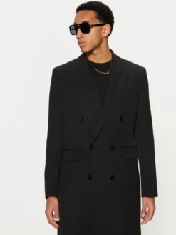 AMI Paris Płaszcz przejściowy HCO319.WV0037 Czarny Regular Fit