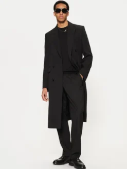 AMI Paris Płaszcz przejściowy HCO319.WV0037 Czarny Regular Fit