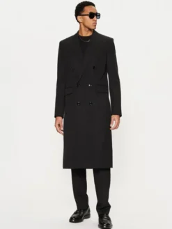 AMI Paris Płaszcz przejściowy HCO319.WV0037 Czarny Regular Fit