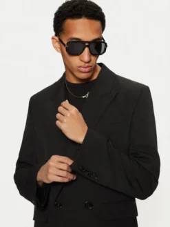 AMI Paris Płaszcz przejściowy HCO319.WV0037 Czarny Regular Fit