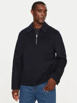 AMI Paris Płaszcz wełniany HJK057.WV0022 Granatowy Regular Fit