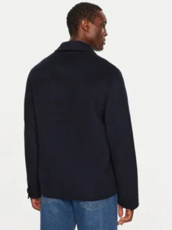 AMI Paris Płaszcz wełniany HJK057.WV0022 Granatowy Regular Fit