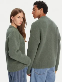 AMI Paris Sweter UKS025.KN0032 Zielony Regular Fit