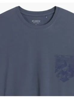 Atlantic Piżama Long Peach Effect Niebieski Regular Fit