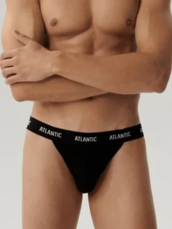 Atlantic Slipy Jock Strap Jockstrap Czarny