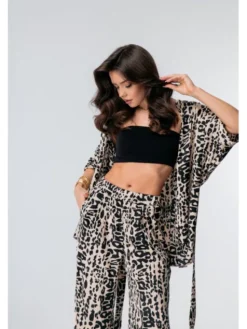 Aurora Garnitur Kimono animal print Czarny Custom Fit