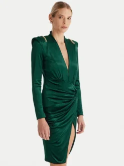 Babylon Sukienka koktajlowa MF204C Zielony Slim Fit
