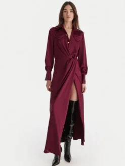 Babylon Sukienka wieczorowa ED0764 Bordowy Regular Fit