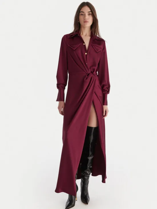 Babylon Sukienka wieczorowa ED0764 Bordowy Regular Fit