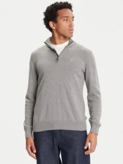 Barbour Sweter Half Zip MKN1074GY52 Szary Regular Fit
