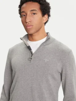 Barbour Sweter Half Zip MKN1074GY52 Szary Regular Fit