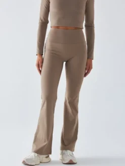 BeShaped Legginsy Dzwony - Morning Dew Beżowy Shaping Fit