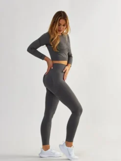 BeShaped Legginsy Modelujące - Power Up! Szary Shaping Fit