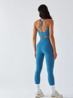 BeShaped Legginsy Sportowe - Morning Dew Niebieski Shaping Fit